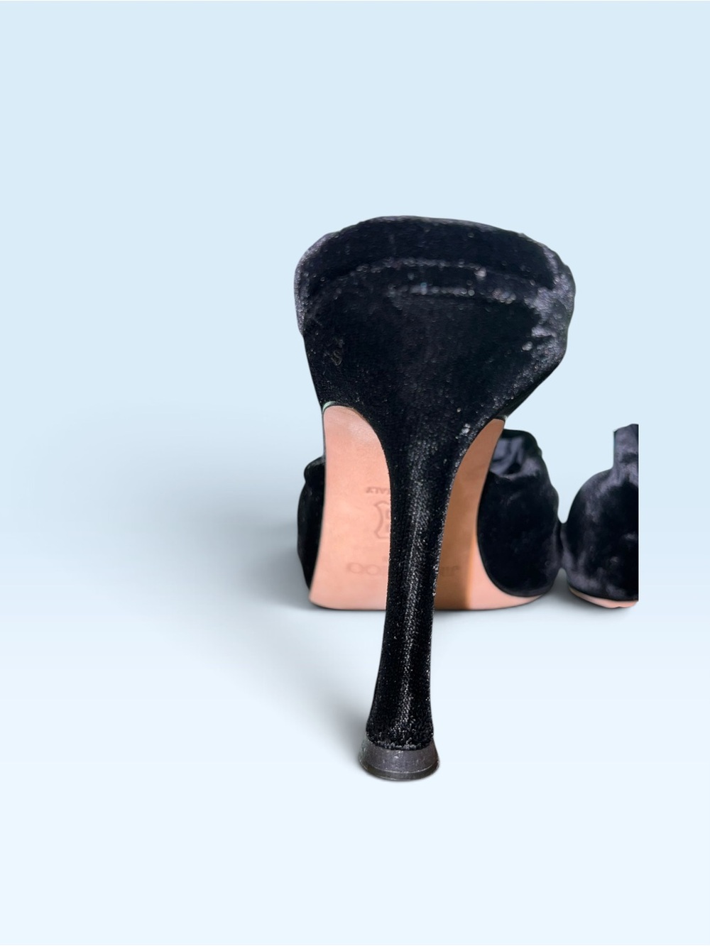 Jimmy Choo Black Velvet Rhinestone-Trim Slide Mules - Picture 4 of 16